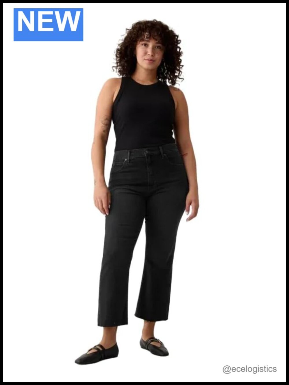 High Rise Flare Jeans 100% Cotton Non-Stretch
